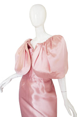 1980s Caped Pink Silk Oscar De La Renta Gown