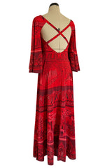 Spring 2017 Valentino by PierPaolo Piccioli Red Silk Dress w Zandra Rhodes Print
