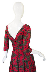 1950s Red Rose Silk Suzy Perette Dress