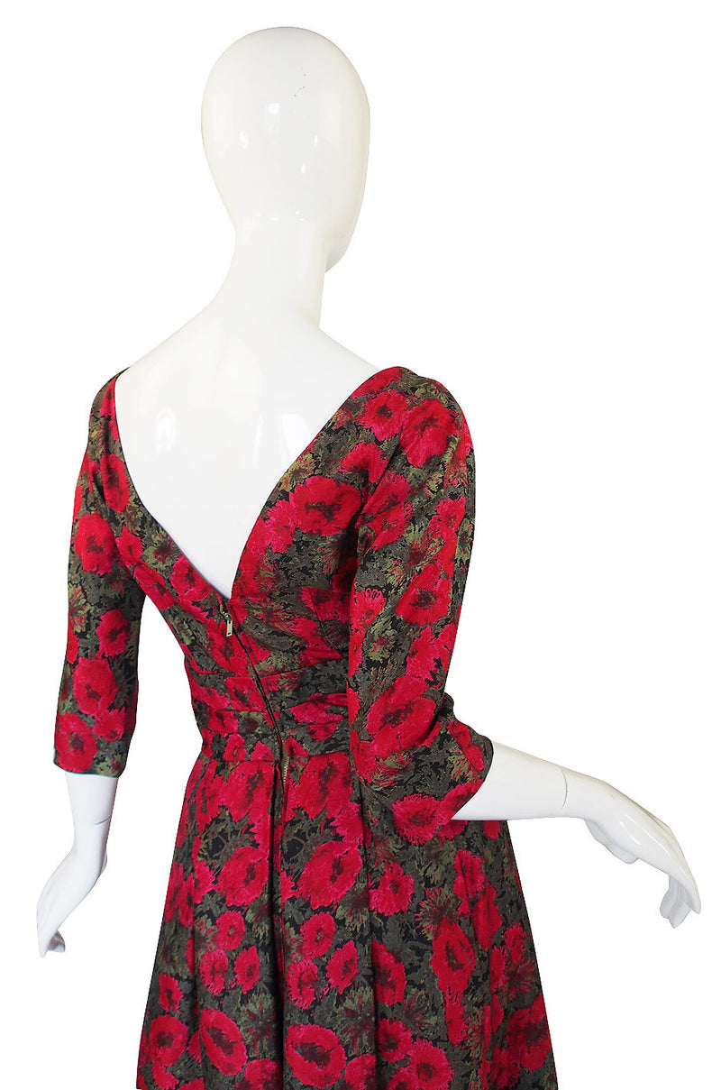 1950s Red Rose Silk Suzy Perette Dress