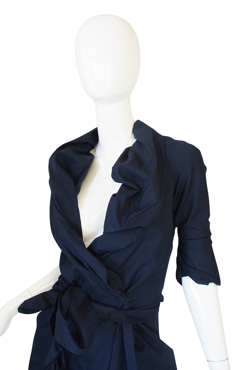 1990s Vivienne Westwood Deep Blue Cotton Wrap Dress