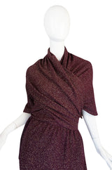 1970s Wine Knit Lanvin Skirt and Multi Tie Wrap Top