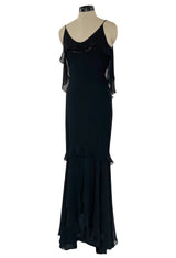 Spring 2004 Yves Saint Laurent by Tom Ford Black Silk Chiffon Dress