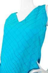 1960s Turquoise Cotton Pintuck Mexican Dress
