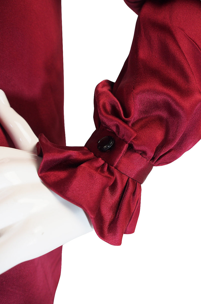 c1979 Yves Saint Laurent Haute Couture Garnet Silk Top