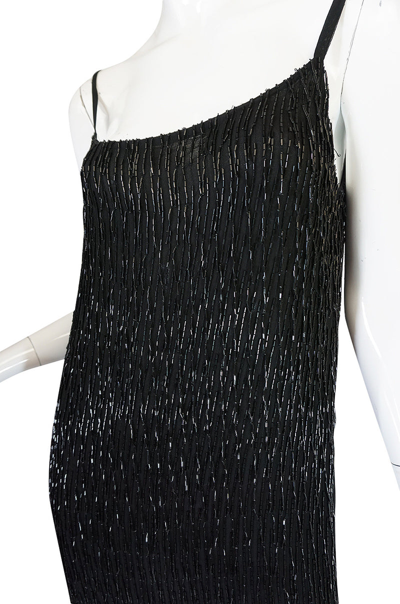 1980s Gianfranco Ferre Beaded Fringe Mini Dress