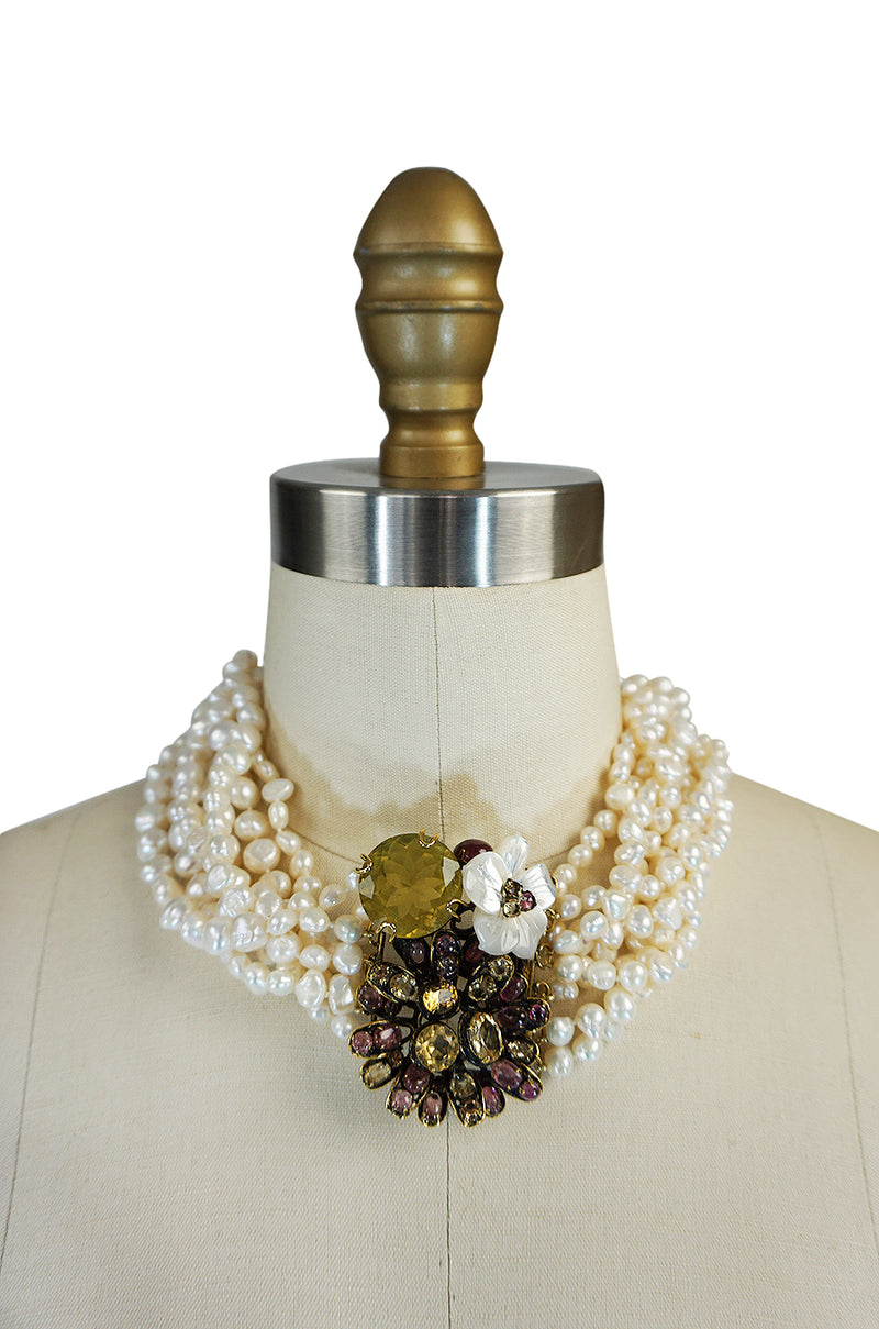 1990s Iradj Moini Multi-Strand Freshwater Pearl Choker Necklace