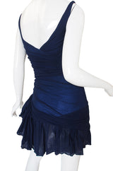 c.1990 Blue Net Silk Giorgio Di Sant Angelo Dress