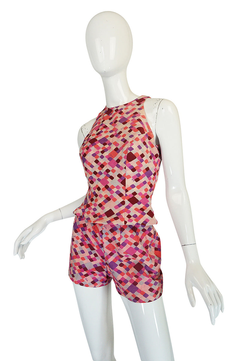 Late 1950s Emilo Pucci Pink Silk Shorts and Shell Set
