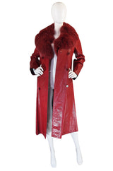 Rare 1970s Red Snakeskin & Fox Gucci Trench Coat