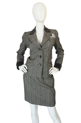 1980s Yves Saint Laurent Haute Couture Herringbone Suit