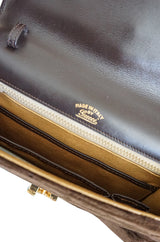Fantastic 1970s Brown Velvet and Gold Buckle Gucci Clutch