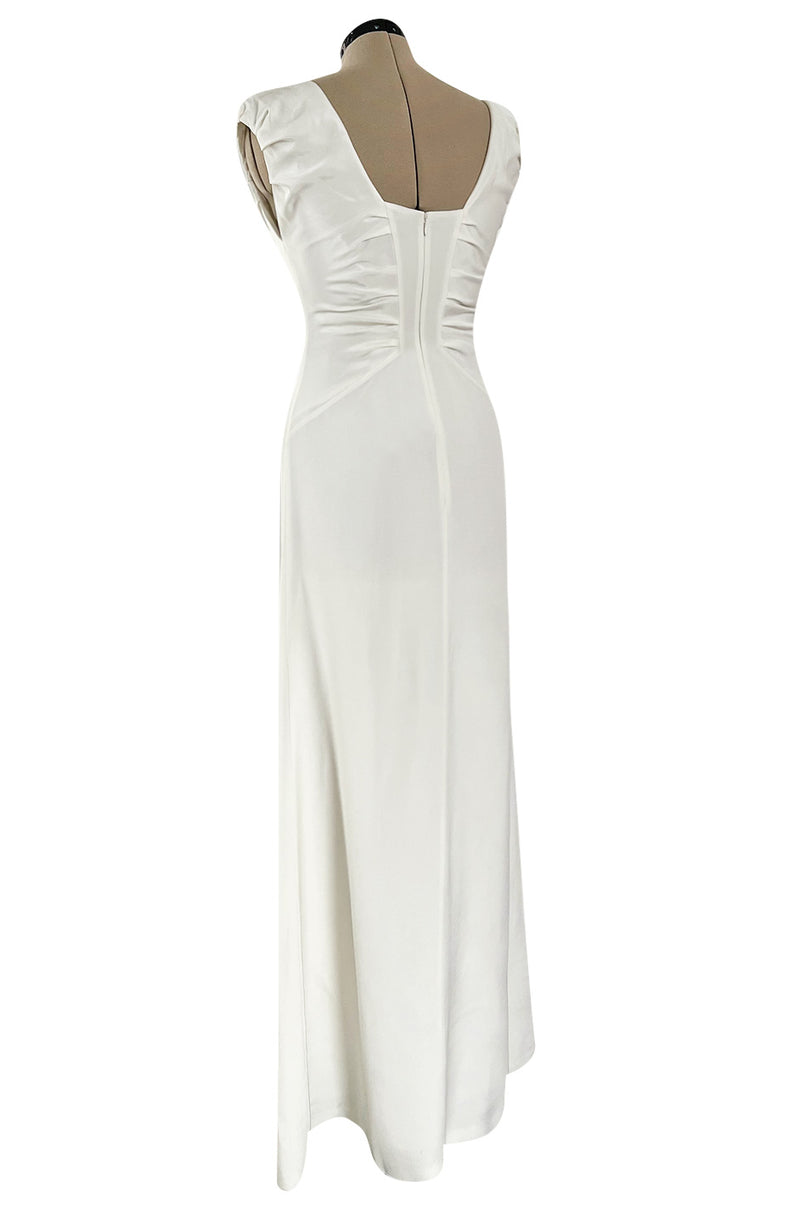 2000s Valentino Roma Off White Super Model Long Dress w Bead & Sequin Shrimpton Couture 2000s Valentino Roma Off White Super Model Long Dress w Bead & Sequin Shrimpton Couture