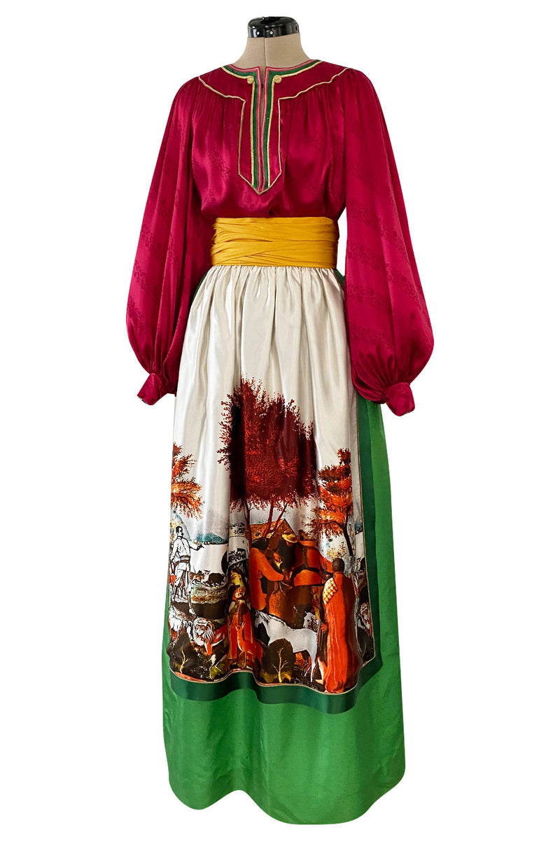 Documented Spring 1977 Emanuel Ungaro Haute Couture Brilliant Silk Skirt & Top Set