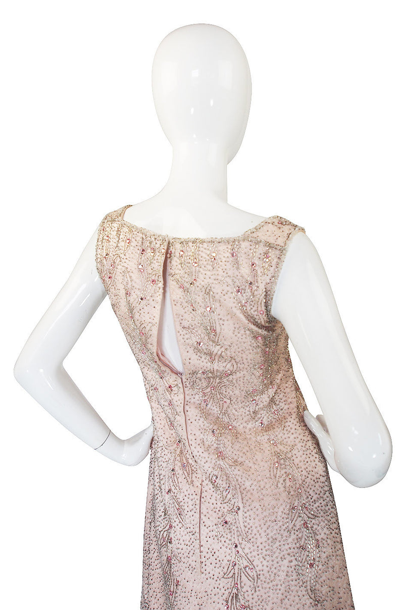 1960s Pink Beaded Malcolm Starr Dress