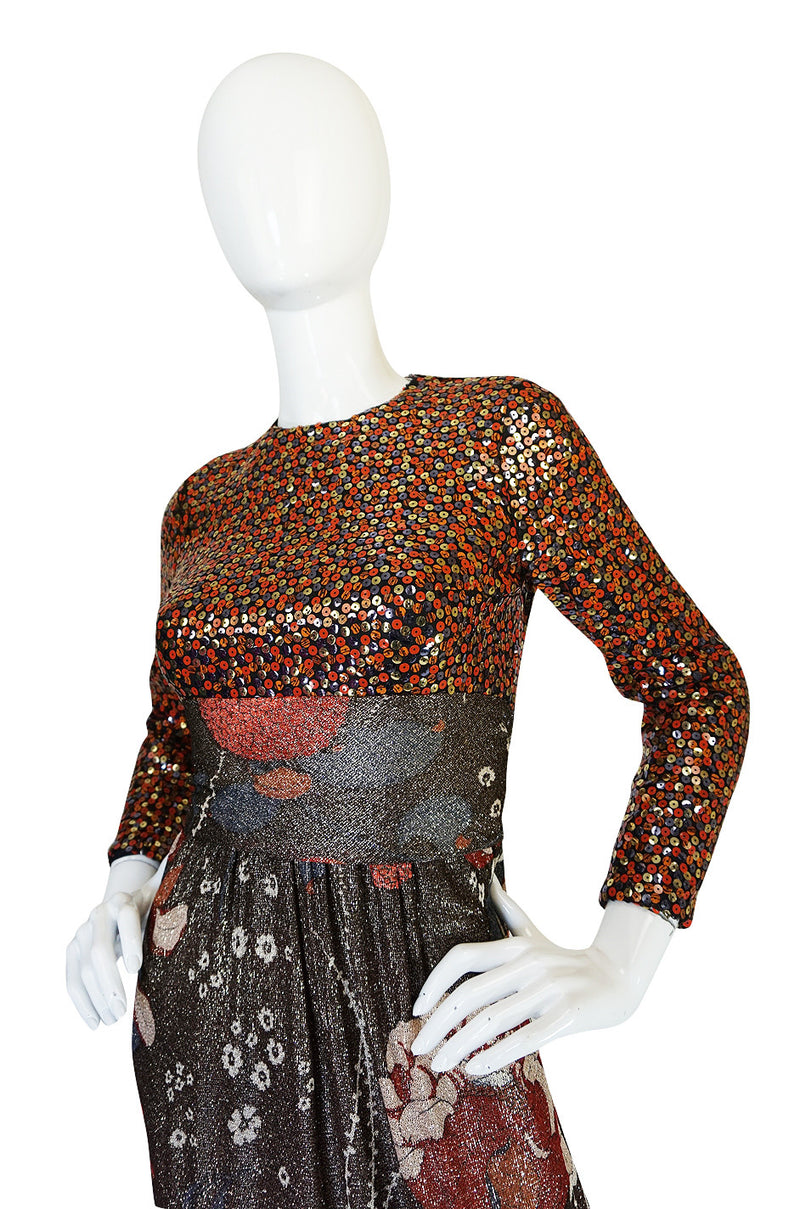 1975 Sequin & Metallic Lurex Bill Blass Dress Set