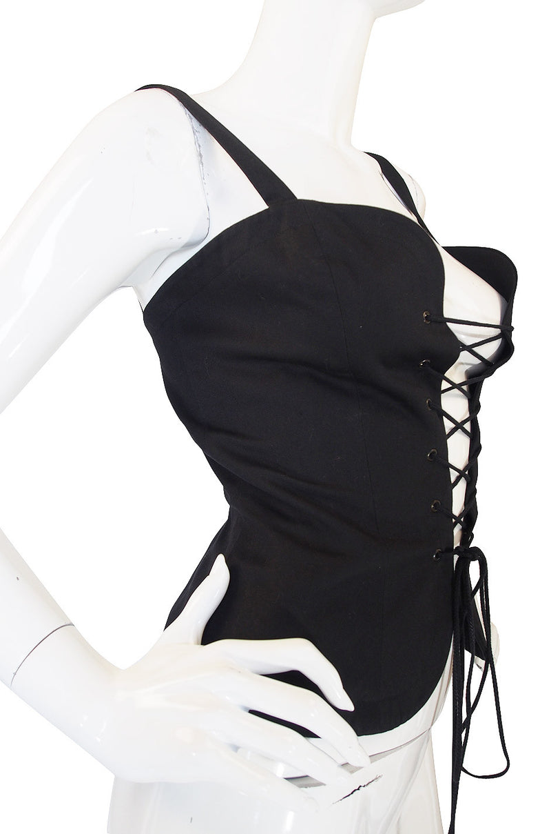 1970s Yves Saint Laurent Black Corset Top