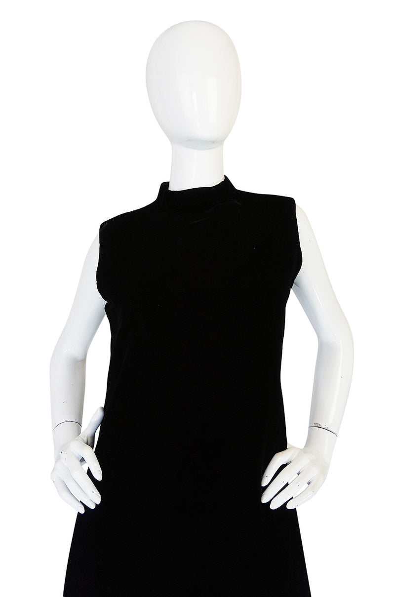 1960s Couture Pierre Cardin Black Velvet "Tabard" Dress