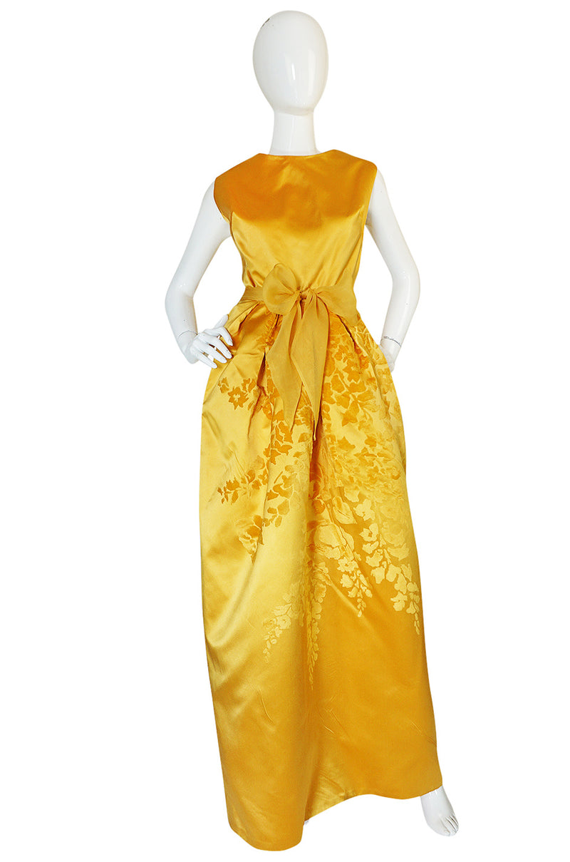 Documented 1962 Christian Dior Haute Couture Yellow Silk Dress