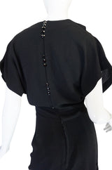 Dramatic 1940s Adrian Original Black Crepe Swing Dress