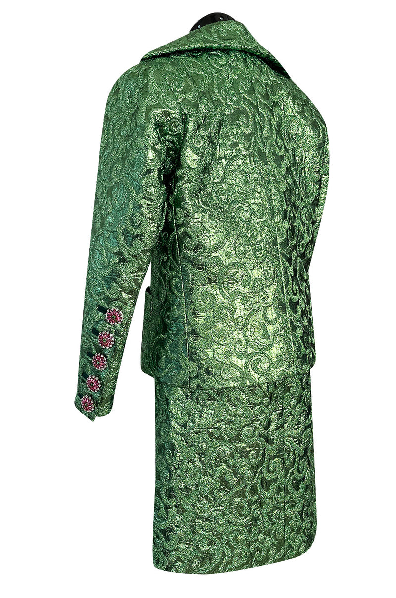 Fall 1989 Ady Couture Lausanne  Yves Saint Laurent Haute Couture Copy Green Metallic Suit