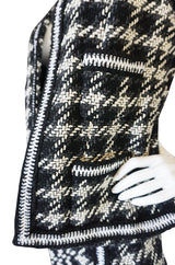 Rare 1980s Graphic Boucle Chanel Midi Length Skirt Suit