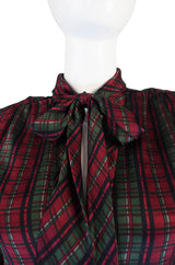 1970s Plaid Yves Saint Laurent Silk Top