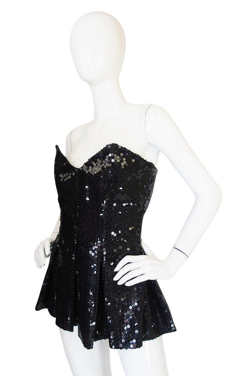1970s Nina Ricci Couture Sequin Corset Top or Micro Mini
