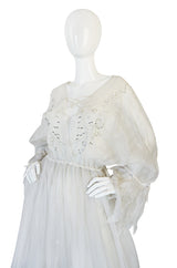 c.1972-73 Zandra Rhodes 'Shell Collection' Embellished Ivory Silk Dress
