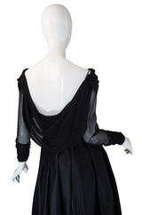 1980s Carolyne Roehm Black Silk Gown