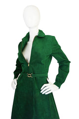 1972 Green Ultrasuede Halston Dress with Belt