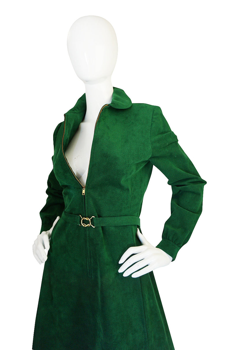 1972 Green Ultrasuede Halston Dress with Belt