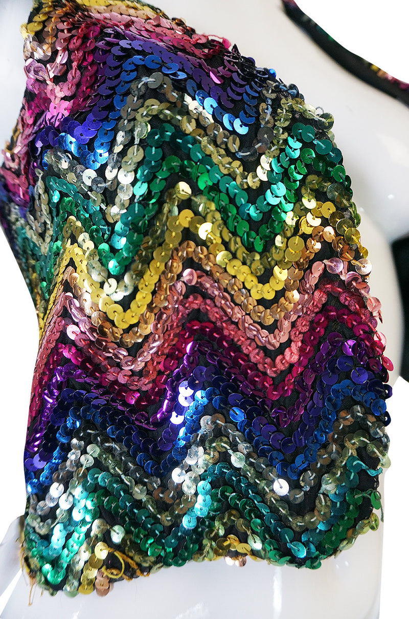 c1973 Biba Rare Rainbow Sequin Vest Top