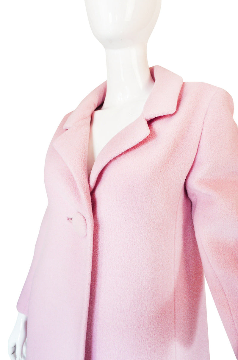 1960s Anne Klein Pink Wool Coat Shrimpton Couture