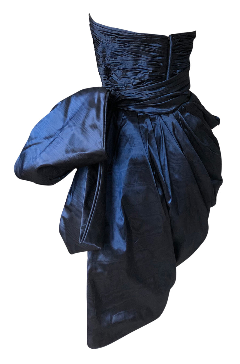 1980s Emanuel Ungaro Extravagant Blue Strapless Pouf Silk Taffeta Dress