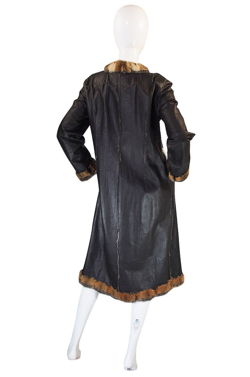 1960s Reversible Piecework Leather and Fur Coat
