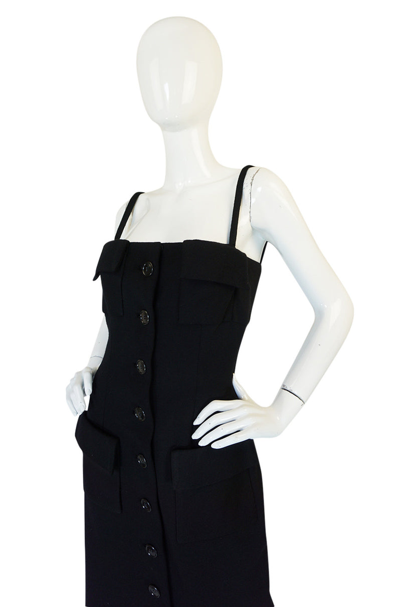 1960s Button Front Long Fitted Geoffrey Beene Boutique Dress