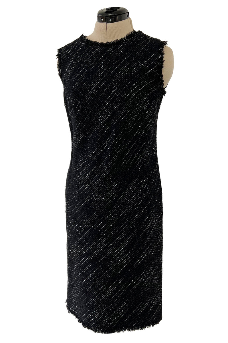 Chic Fall 2004 Chanel by Karl Lagerfeld Haute Couture Black & White Boucle Runway Dress & Jacket
