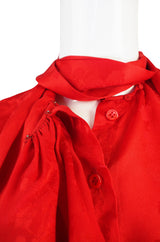1979 Yves Saint Laurent Haute Couture Red Silk Top