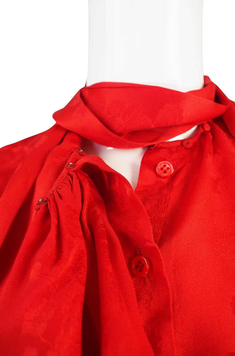 1979 Yves Saint Laurent Haute Couture Red Silk Top