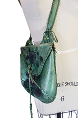 Rare 1960s Deep Green Hand Painted Char Messenger Bag