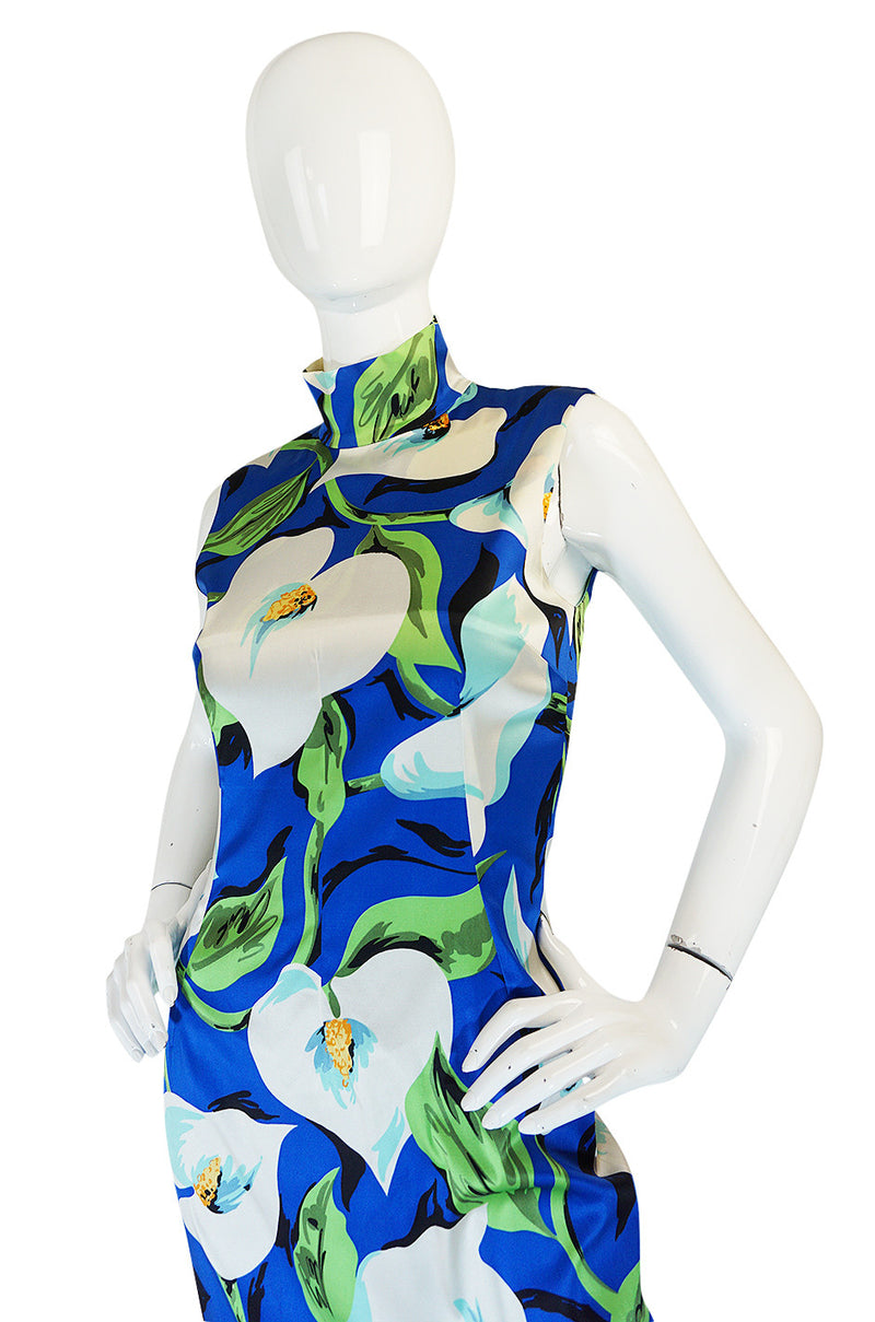 1990s Dolce and Gabbana Stretch Silk Floral Dress