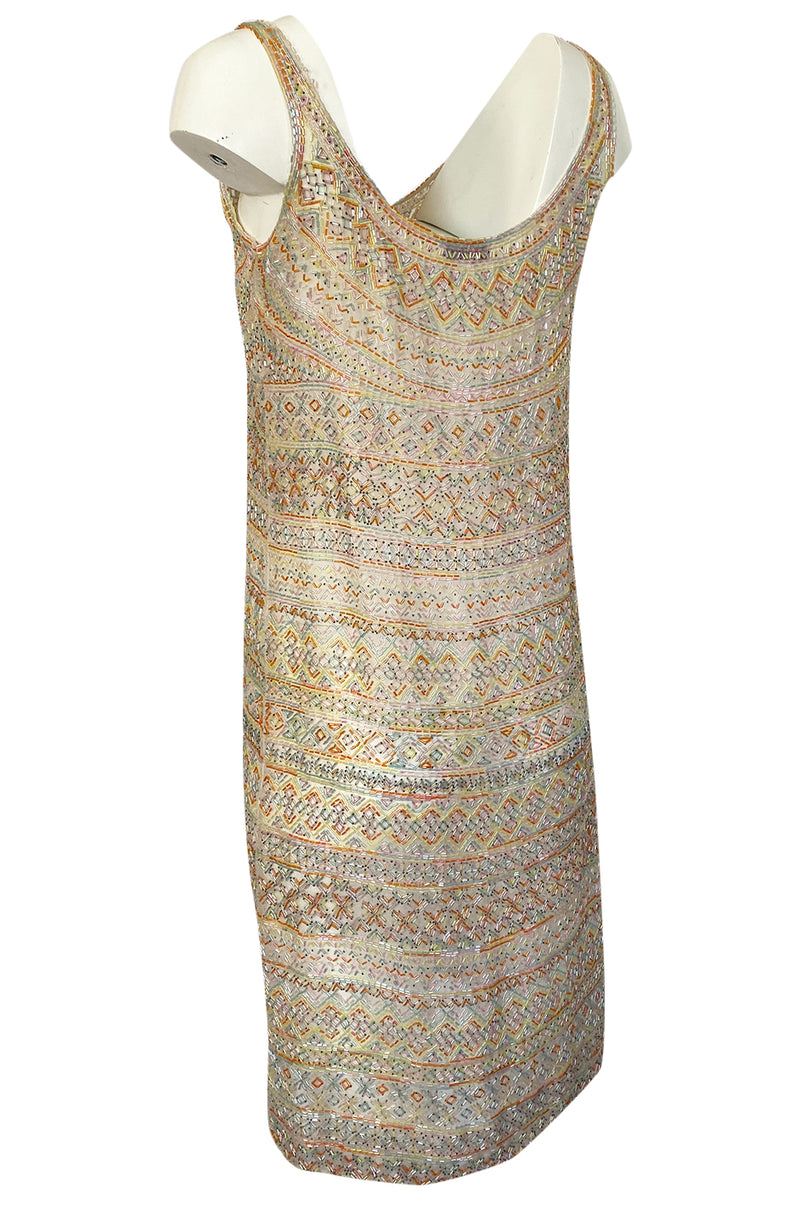 Spring 1981 Halston Couture Runway Hand Beaded Pastel Color Dress Shrimpton Couture Spring 1981 Halston Couture Runway Hand Beaded Pastel Color Dress Shrimpton Couture