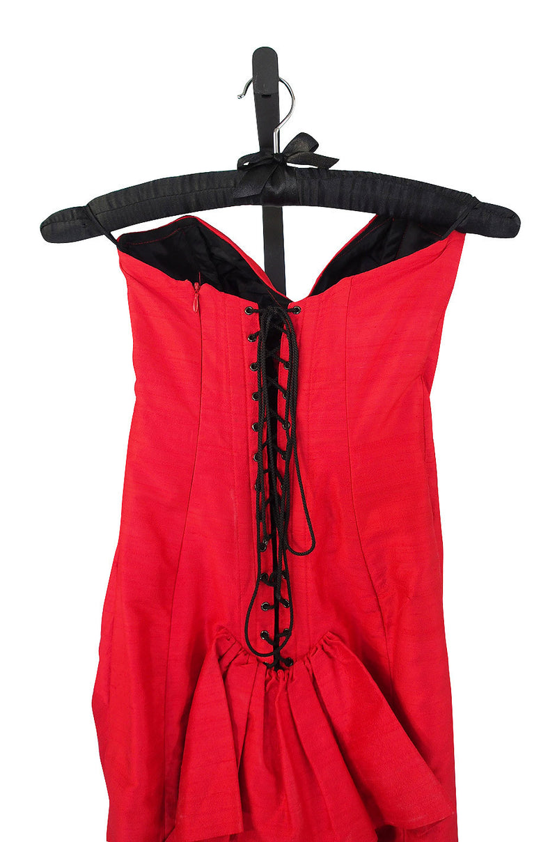 1980s Sarah Whitworth Lace Back Corset Dress