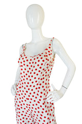 Fun 1970s James Galanos Red & White Dotted Jumpsuit