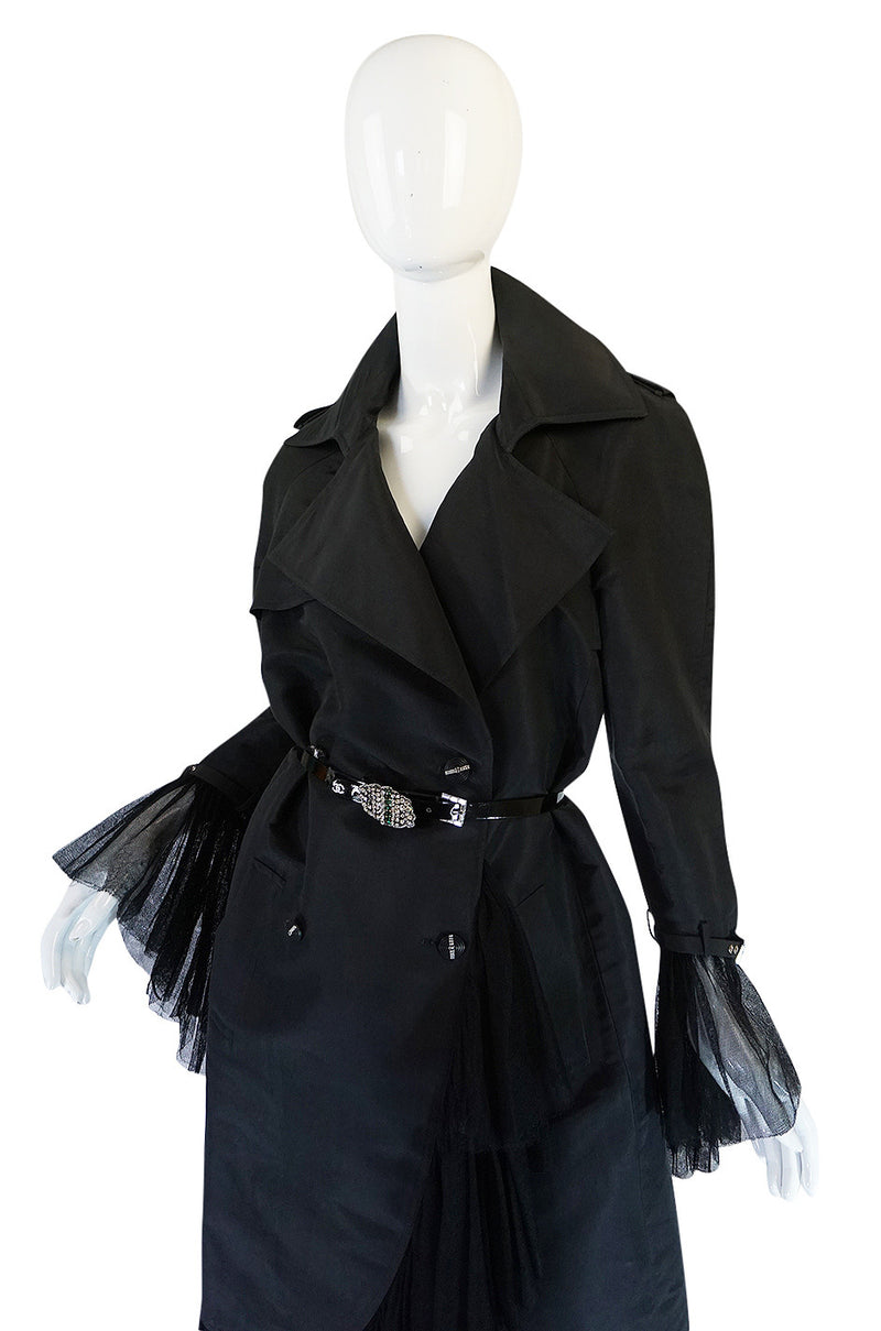 2006A Chanel Black Silk Tulle Edged Trench Coat – Shrimpton Couture