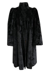 Documented 1973 Biba by Barbara Hulanicki Rare Maternity Label Black Faux Fur Swing Coat