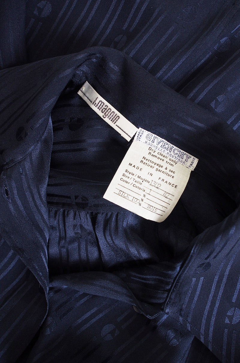 1970s Blue Silk Givenchy Top