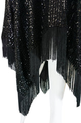 1970s Lord & Taylor Glossy Black Sequin Poncho