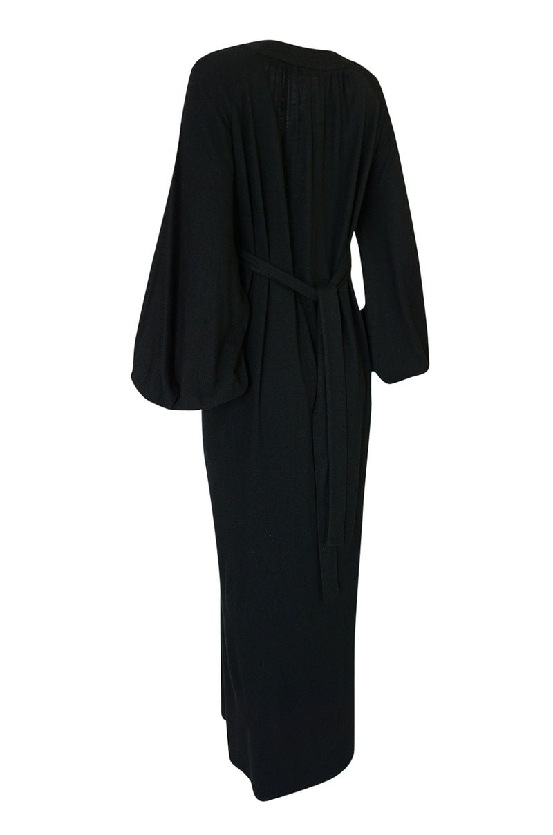 c.1969-1970 Ossie Clark Black 'Graduation' Front Plunge Dress